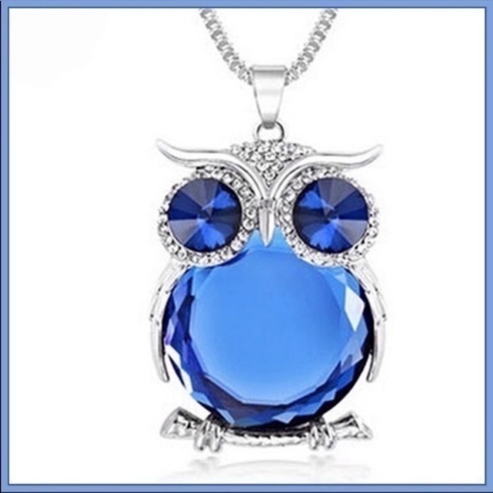 Blue owl statement necklace
